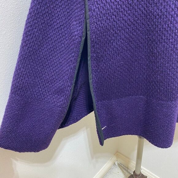 Lauren Ralph Lauren Purple Wool Blend Cape Poncho Sweater One Size Fits Most - Picture 2 of 8
